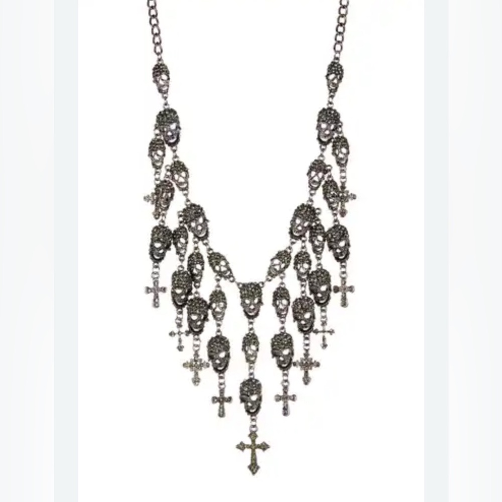 NWOT ⚜️🖤⚜️ Eye Candy LA Skully Fringe Necklace